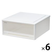 【小物収納】天馬　フィッツケース 45ー45 　ホワイト/クリア　幅45.0×奥行45.0×高さ20.0cm　1セット（1個×6）