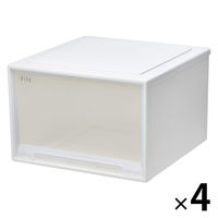 【小物収納】天馬　フィッツケース 45ー45L 　ホワイト/クリア　幅45.0×奥行45.0×高さ30.0cm　1セット（1個×4）