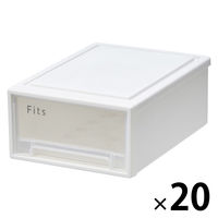 【小物収納】天馬　フィッツケース 30ー22 　ホワイト/クリア　幅22.4×奥行30.7×高さ12.4cm　1セット（1個×20）