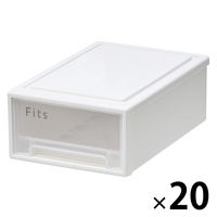【小物収納】天馬　フィッツケース 27ー18 　ホワイト/クリア　幅18.4×奥行27.2×高さ10.2cm　1セット（1個×20）
