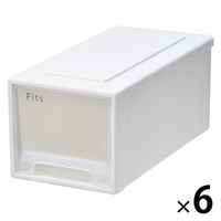 【小物収納】天馬　フィッツケース 45ー22 　ホワイト/クリア　幅22.5×奥行45.0×高さ20.0cm　1セット（1個×6）