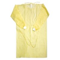 オオサキメディカル アイソレーションガウン ニット袖 イエロー 51055  不織布　使い捨て　感染予防　1袋（10枚入）