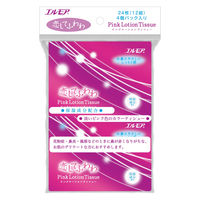 ティッシュペーパー 保湿 12組　1パック（4個入）エルモア ピンクローションポケットティシュー 恋してふわわ カミ商事