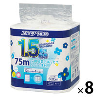 トイレットペーパー 8ロール バルプ 花の香り シングル 75m エルモアピコ 1.5倍巻 1セット（8巻入×8）カミ商事