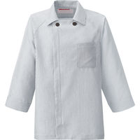 KAZEN 衿付きコックシャツ（男女兼用） ブラックストライプ S 680-35（直送品）