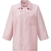 KAZEN 衿付きコックシャツ（男女兼用） ワインストライプ S 680-38（直送品）