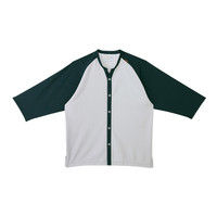 トンボ キラク ニット患者衣 前開きシャツ CR800 ボトルグリーン×シルバーモク M 患者衣 1枚（取寄品）