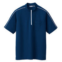 アイトス 半袖クイックドライジップシャツ（男女兼用） CL3000 ネイビー 5号 1枚（直送品）