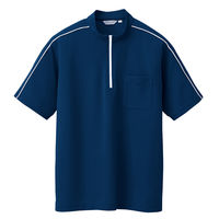 アイトス 半袖クイックドライジップシャツ（男女兼用） CL3000 ネイビー S 1枚（直送品）