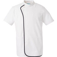 KAZEN（カゼン） メンズジャケット半袖 056 ホワイト×ネイビー LL 医療白衣 1枚（直送品）