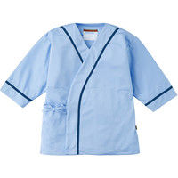 KAZEN（カゼン） ニット検診衣・甚平型 300 ブルー×ネイビー LL 検査衣 患者衣 1枚（直送品）