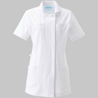 KAZEN（カゼン） レディスジャケット半袖 980 ホワイト×ホワイト L 医療白衣 1枚（直送品）