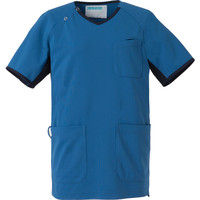 KAZEN（カゼン） スクラブ（男女兼用） 983 ブルー×ネイビー 3L 医療白衣 1枚（直送品）