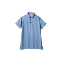 住商モンブラン アシックス ポロシャツ CHM306 男女兼用 ブルー×ベージュ L 介護ユニフォーム 1枚（直送品）