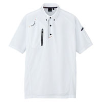 アイトス HERO’S UNIFORM 半袖ボタンダウンポロシャツ（男女兼用） ホワイト 4L AZ-10605-001-4L（直送品）