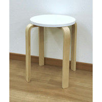 エイ・アイ・エス 木製丸椅子 組立式 ホワイト LFMI-003WH 1脚（直送品）