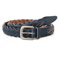 【SALE】 無印良品 ヌメ革手染め編みベルト ネイビー 良品計画