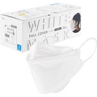 不織布マスク 4層構造 ダイヤモンド形状 フルカバー 30枚入/箱 個包装 普通サイズ ホワイト 白 BFEフィルター 大人用 使い捨て（直送品）