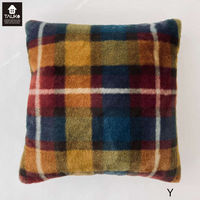 川島織物セルコン TAUKO チェックファー スクエアクッション 幅450