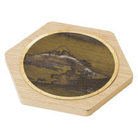 ヤマコー 真鍮・浮世絵コースター(木台付)六角(オーク)甲州犬 16272 1個（直送品）