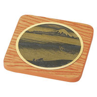 ヤマコー 真鍮・浮世絵コースター(木台付)四角(チェリー)多摩川 16271 1個（直送品）