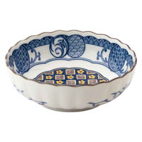 ミヤザキ食器 小鉢 12.5cm 4寸 ボウル 藍染小紋 磁器 青格子 463621 1個（直送品）