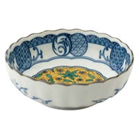 ミヤザキ食器 小鉢 14cm 4.5寸 ボウル 藍染小紋 磁器 黄彩 463624 1個（直送品）