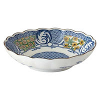 ミヤザキ食器 深皿 21cm プレート 藍染小紋 磁器 黄彩 463628 1個（直送品）