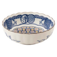 ミヤザキ食器 小鉢 14cm 4.5寸 ボウル 藍染小紋 磁器 青格子 463625 1個（直送品）