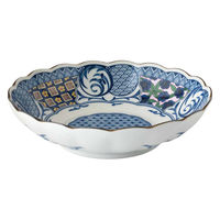 ミヤザキ食器 深皿 21cm プレート 藍染小紋 磁器 青格子 463629 1個（直送品）