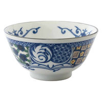 ミヤザキ食器 飯碗 12cm 藍染小紋 磁器 青格子 463633 1個（直送品）