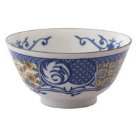 ミヤザキ食器 お茶漬け碗 13.5cm 飯碗 藍染小紋 磁器 黄彩 463635 1個（直送品）