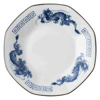 ミヤザキ食器 八角皿 プレート 19cm チャーハン皿 レトロ中華 磁器 青 463665 1個（直送品）