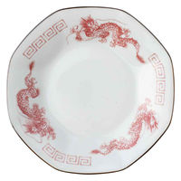 ミヤザキ食器 八角皿 プレート 19cm チャーハン皿 レトロ中華 磁器 赤 463666 1個（直送品）