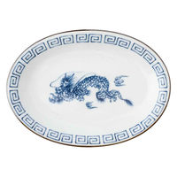 ミヤザキ食器 餃子皿 19.5cm レトロ中華 磁器 青 463667 1個（直送品）