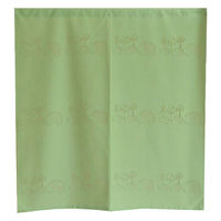 加栄レース のれん ハリネズミ柄 85×90cm 防炎 日本製 グリーン 469331 1個（直送品）