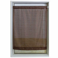 加栄レース レースカーテン 小窓 ランダムストライプ柄 70×120cm ブラウン 469410 1個（直送品）