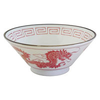 ミヤザキ食器 ラーメン鉢 1050ml レトロ中華 磁器 赤 463664 1個（直送品）