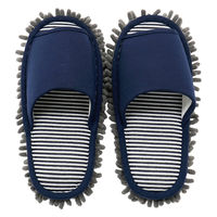 【スリッパ】お掃除モップスリッパ外縫い ネイビー Mサイズ 1足