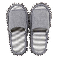【スリッパ】お掃除モップスリッパ外縫い グレー Lサイズ 1足