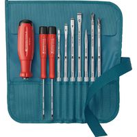 ピービースイスツールズ 差替式ドライバーセット 9本組 ペトロールロールアップケース付 38218.PE 1セット（直送品）