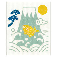 （100%天然素材）スポンジワイプ ギフト セルロース 抜群の吸水力 富士山と波 1個 イーオクト