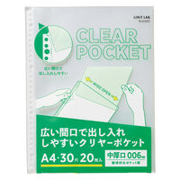 リヒトラブ リクエスト 広い間口で出し入れしやすいクリヤーポケット ファイル 交換用 A4 30穴 G49230 1セット(1組×10)（直送品）