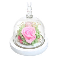スープ プリザーブドフラワー ガラスドームアレンジ モチーフ ガラス ドーム ピンク 487268 1個（直送品）