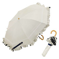 小川 折りたたみ傘 centelleo 晴雨兼用 マリンパラソル フリル 手開き式 50cm オフホワイト 487407 1個（直送品）