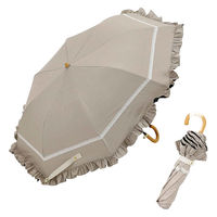 小川 折りたたみ傘 centelleo 晴雨兼用 マリンパラソル フリル 手開き式 50cm ベージュ 487408 1個（直送品）