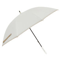 小川 長傘 晴雨兼用 LINEDROPS グログランリボン ステッチ 50cm 手開き式 ホワイト 489392 1個（直送品）