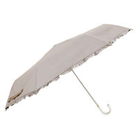 小川 折りたたみ傘 晴雨兼用 LINEDROPS フリル 50cm 手開き式 グレージュ 489405 1個（直送品）