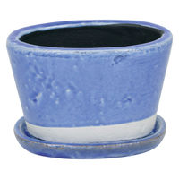 村田屋産業 プランター キュリオオーバルポット 幅17.5×奥行11×高さ11cm ブルー 426000 1個（直送品）