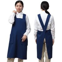 岡潮 ワンステップエプロン (ポリエステル100%) 8124 花紺色 1着 612-6132（直送品）